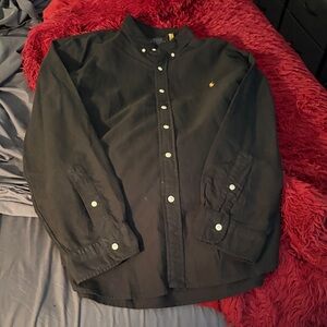 Polo by Ralph Lauren Black Button-Front Shirt Jacket with Gold Pony